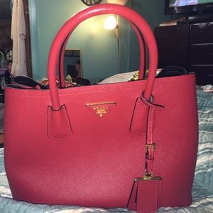 Prada red leather